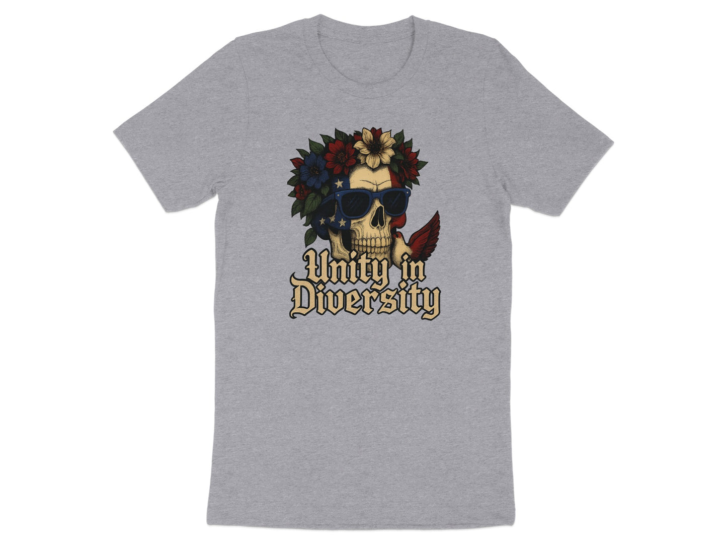 Unity in Diversity Skull with Flowers T-shirt