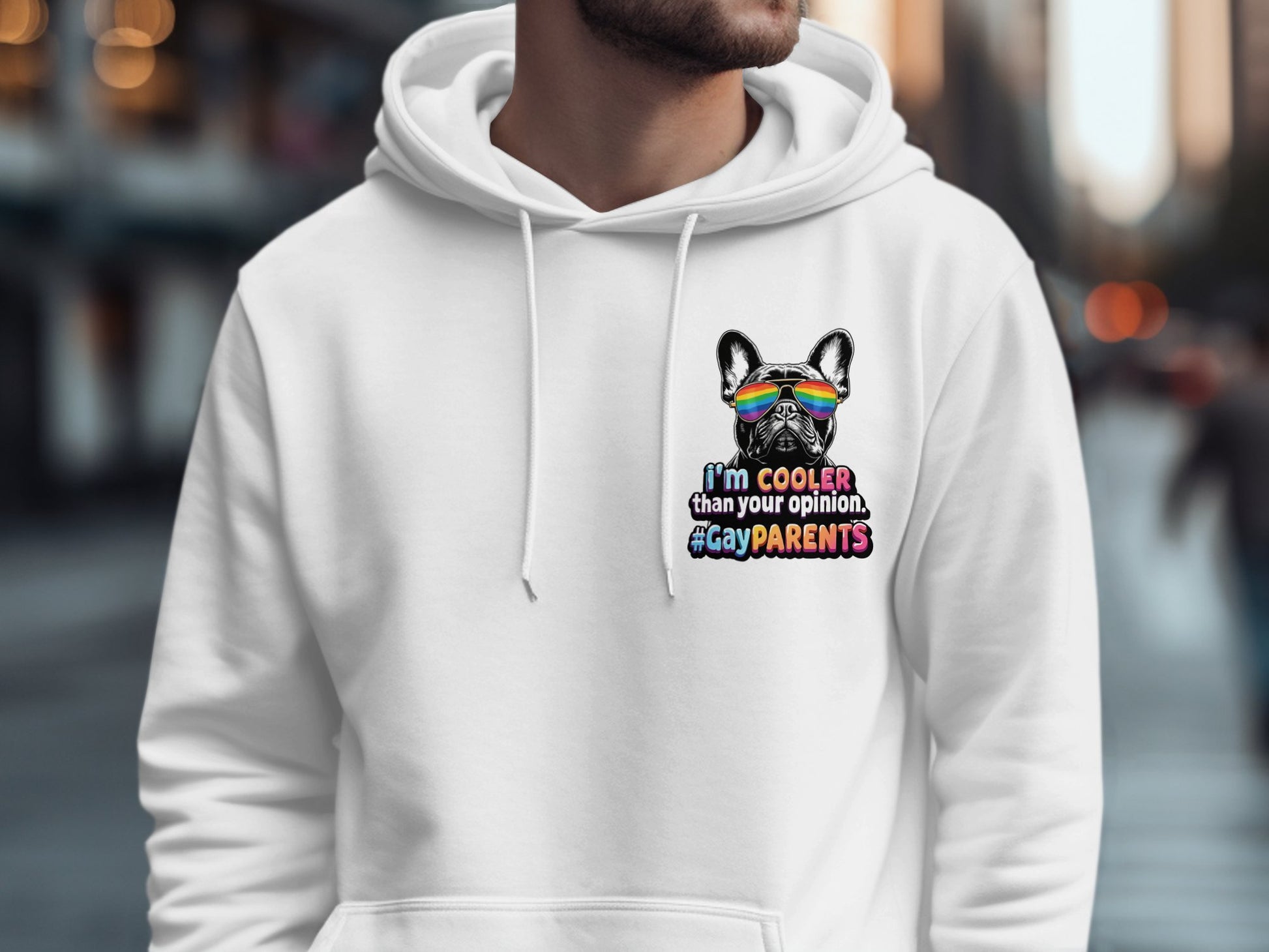 Cool Bulldog with Rainbow Glasses Hoodie product