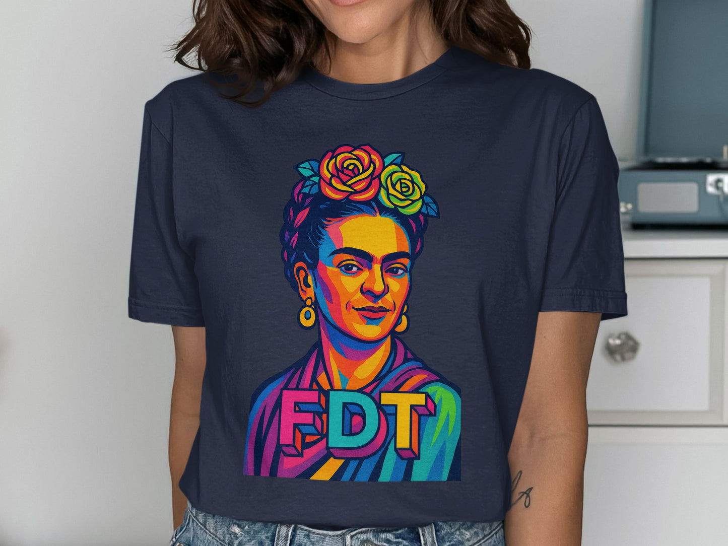 FDT vibrant graphic tee featuring iconic artist product