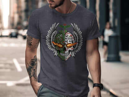 Skull Design T-Shirt with Wings Graphic product type