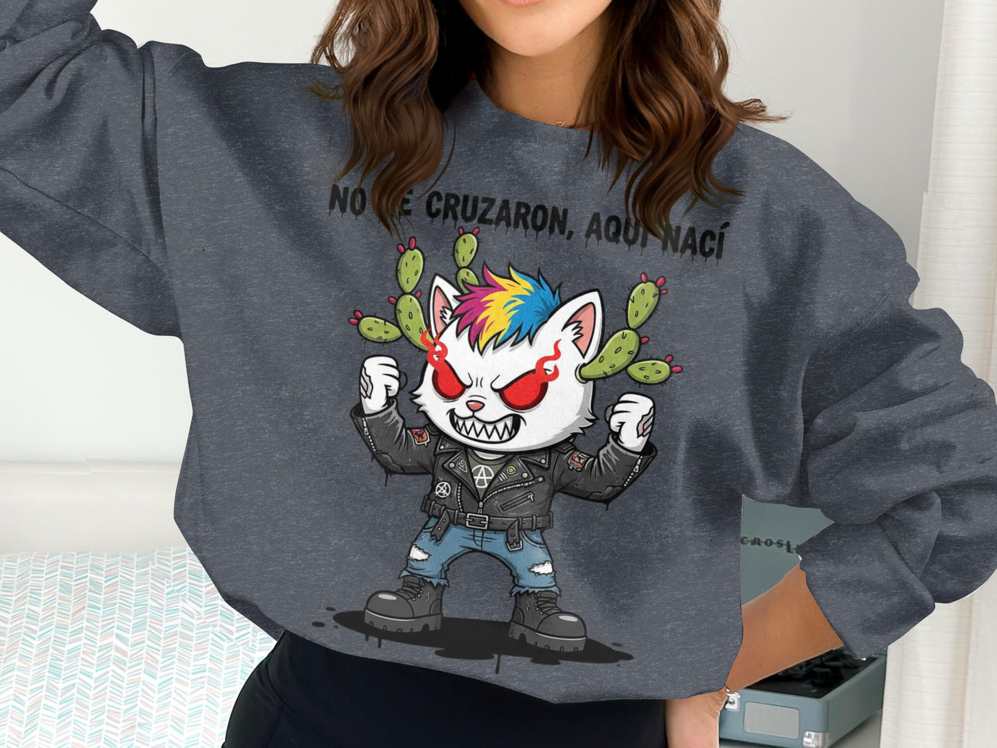Fierce Punk Cat Graphic Pullover Sweatshirt product type