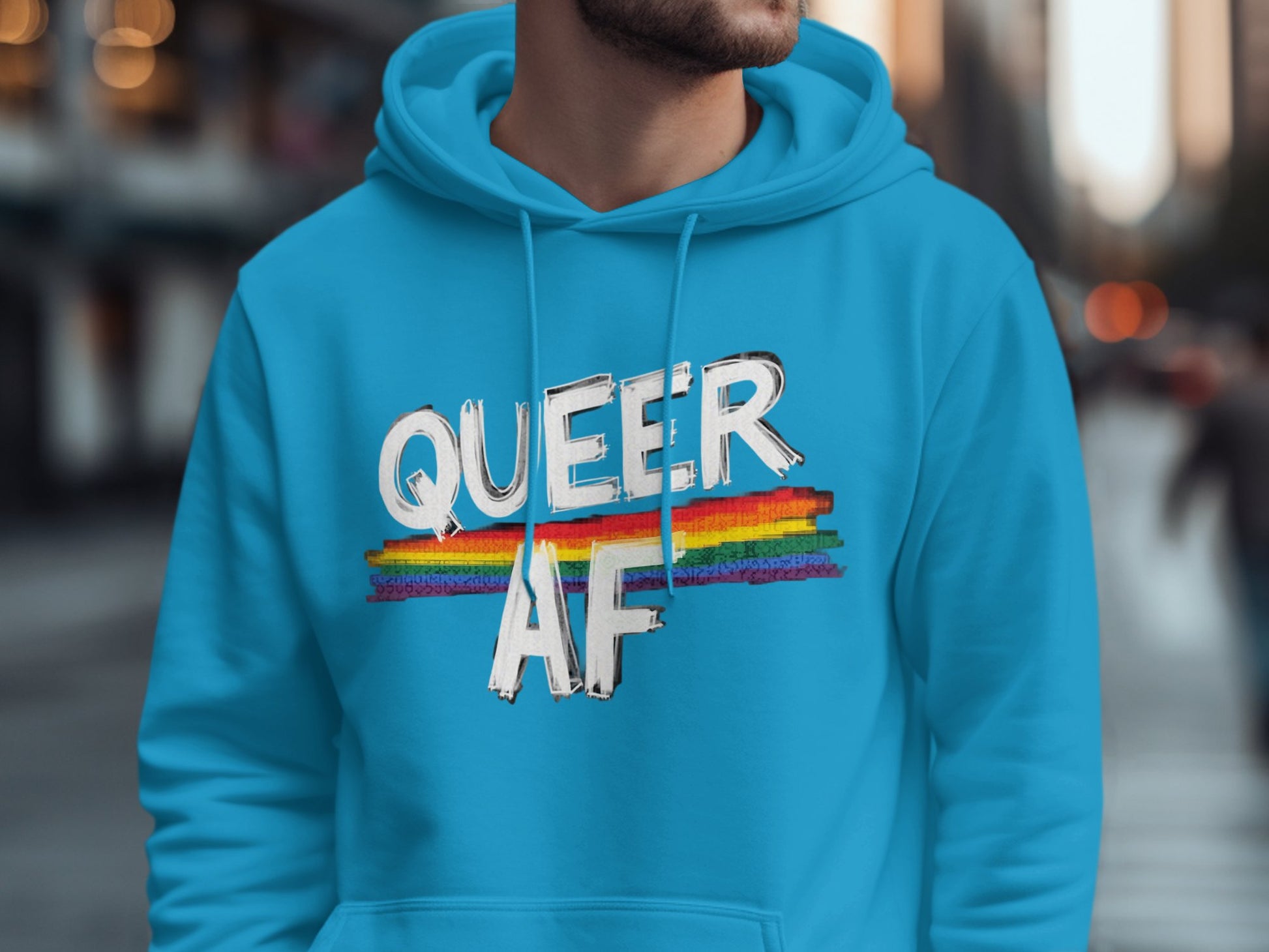 Queer AF Rainbow Design Hoodie product