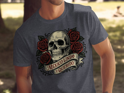 Mexico Lindo y Querido Skull with Roses T-shirt product