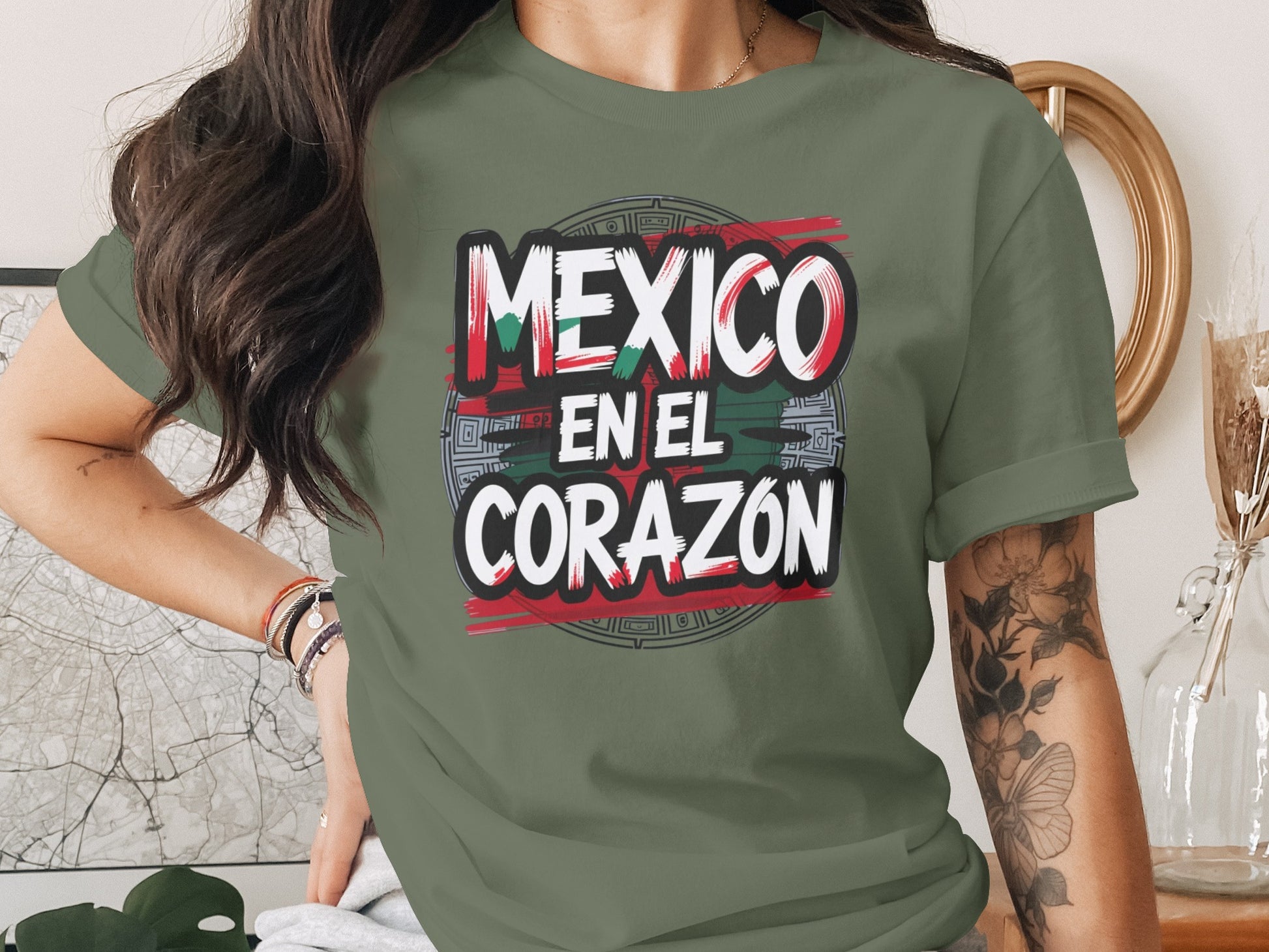 Mexico En El Corazón Graphic T Shirt Casual Product