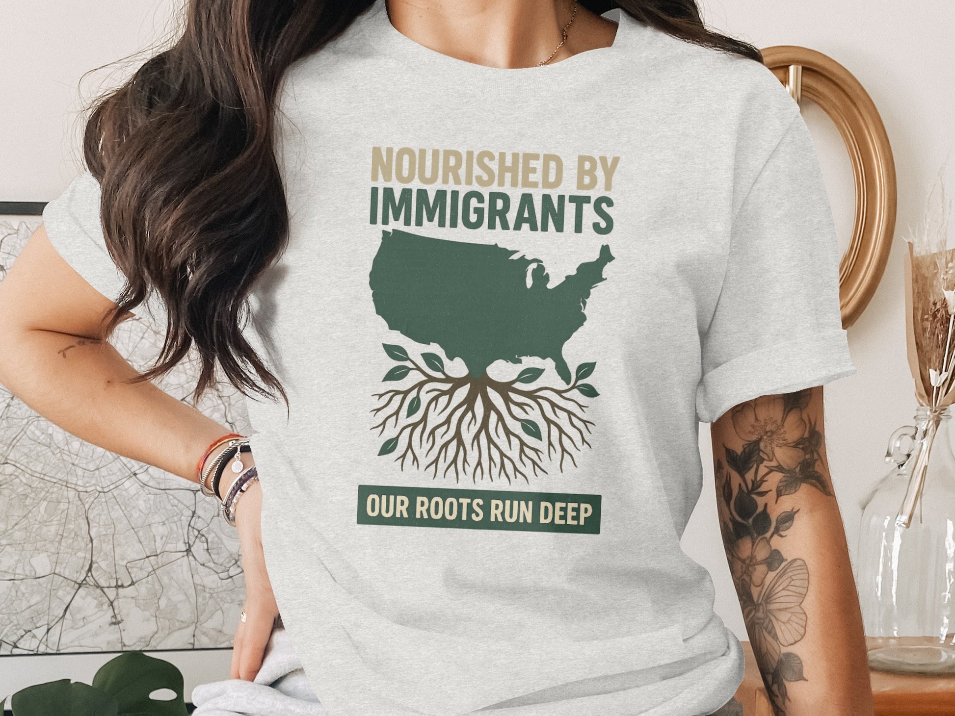 Nourished by Immigrants Our Roots Match Tee product type