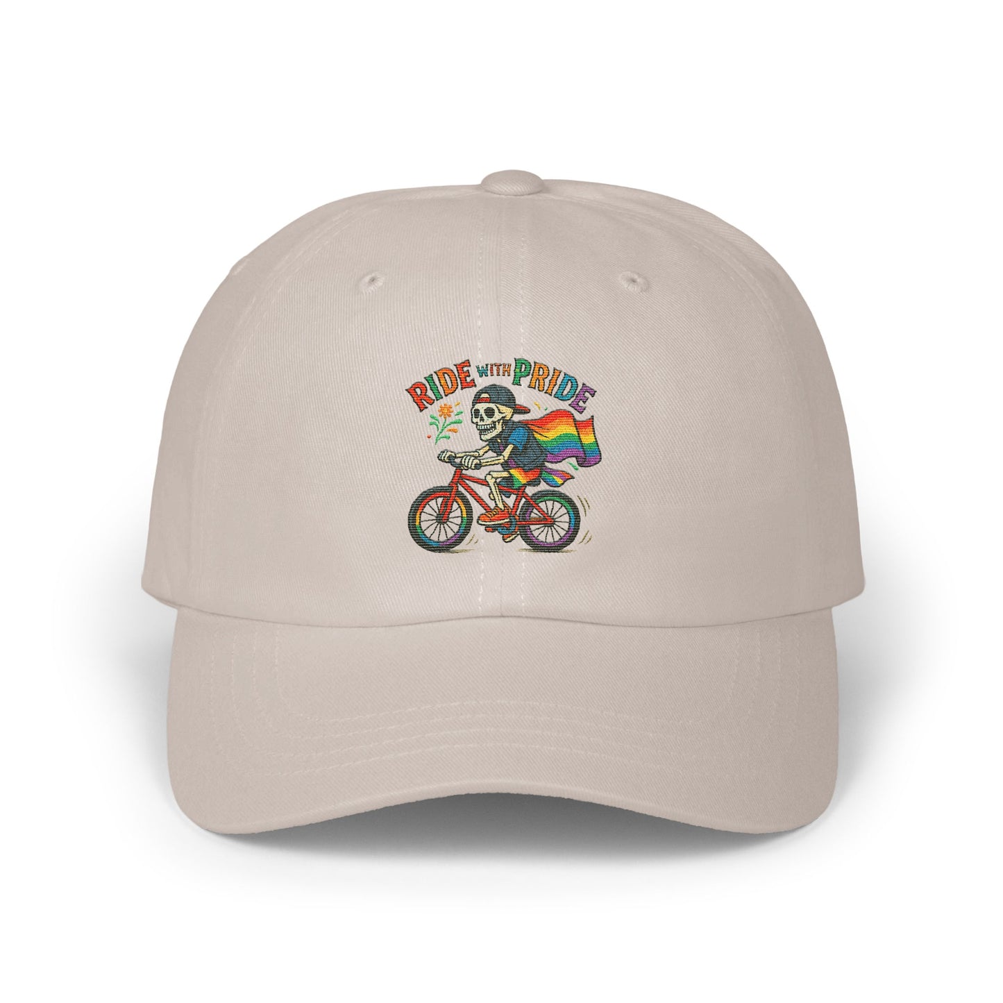 Ride with Pride Skeleton Bicycle Embroidery Hat product
