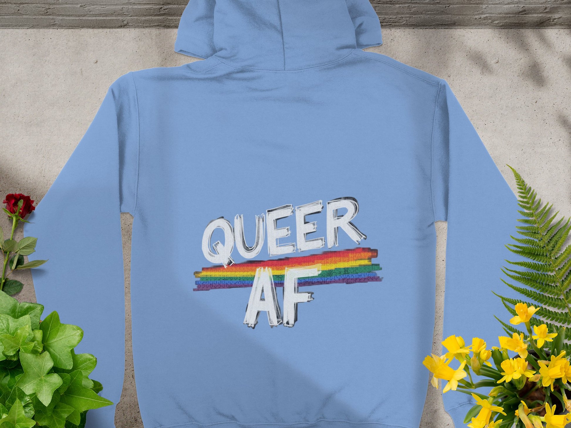 Queer AF Rainbow Print Hoodie Trendy Statement product type