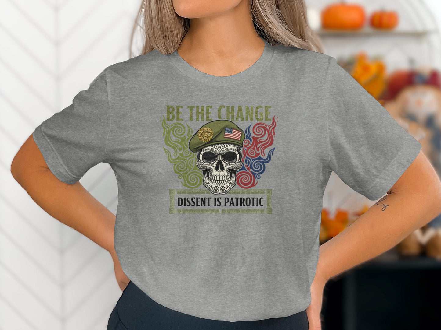 Dissent Is Patriotic Skull Graphic Be The Change T-Shirt