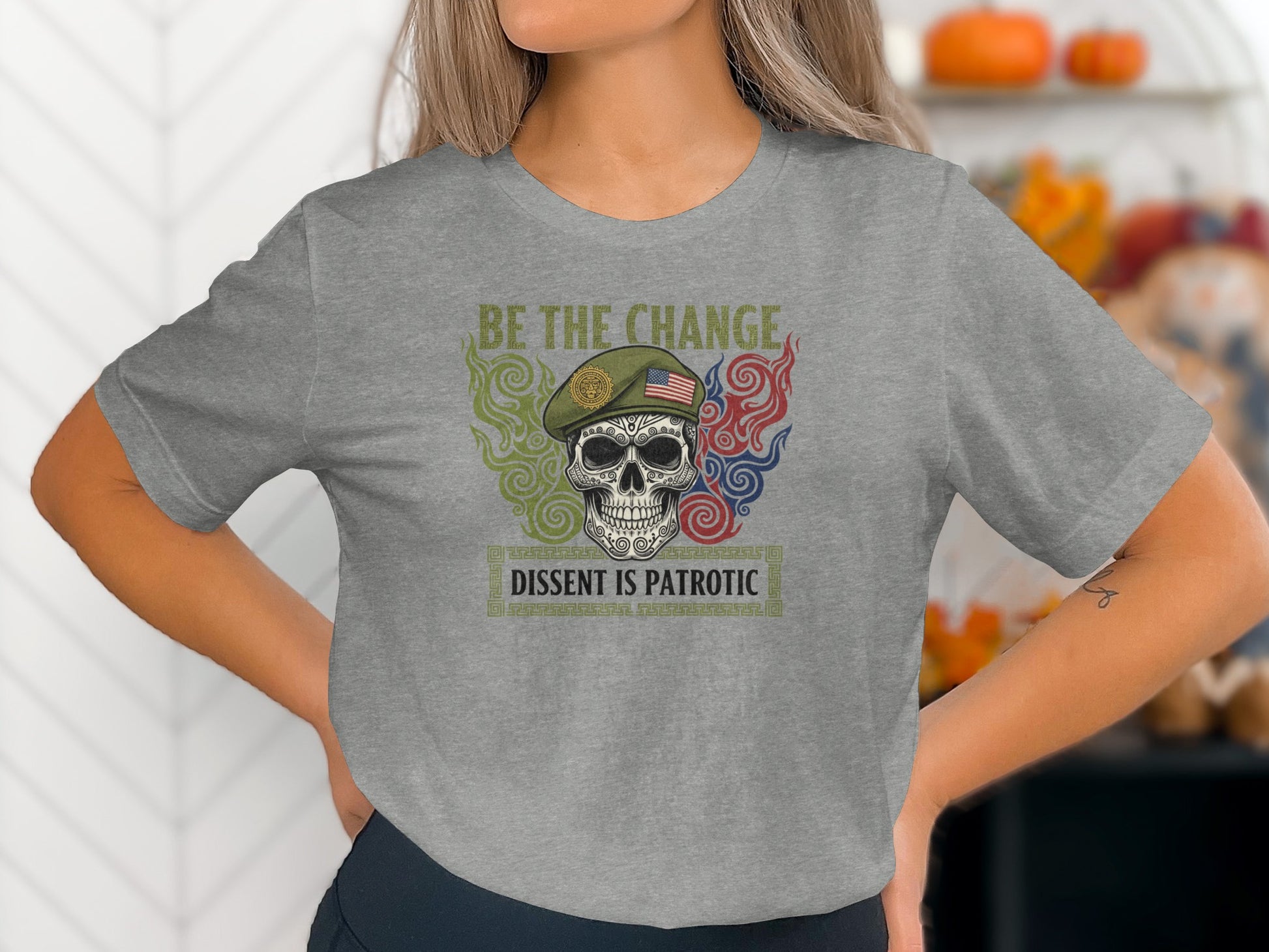 Dissent Is Patriotic Skull Graphic Be The Change T-Shirt
