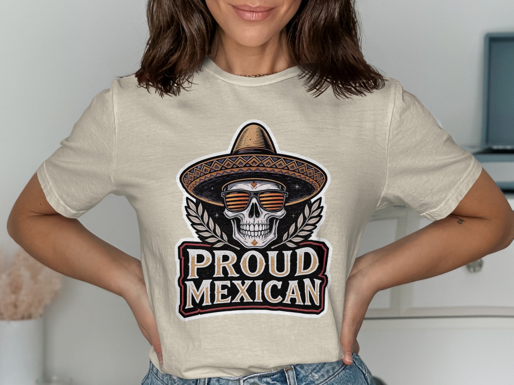 Proud Mexican Skull Design Short Sleeve Shirt product type