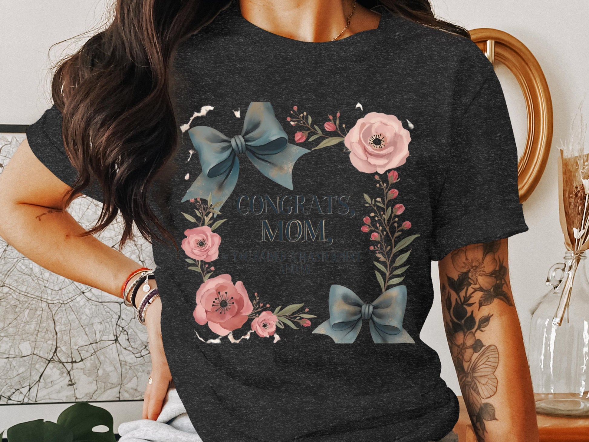 Congrats Mom Floral Graphic Design T-shirt product