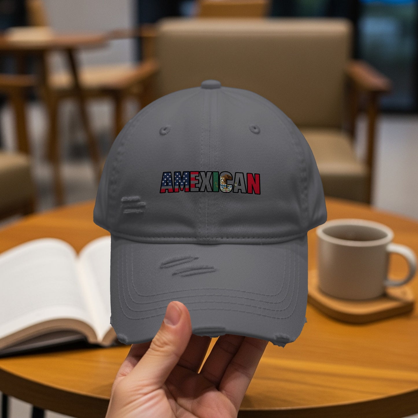 AMEXICAN Distressed Grey Dad Cap Hat product