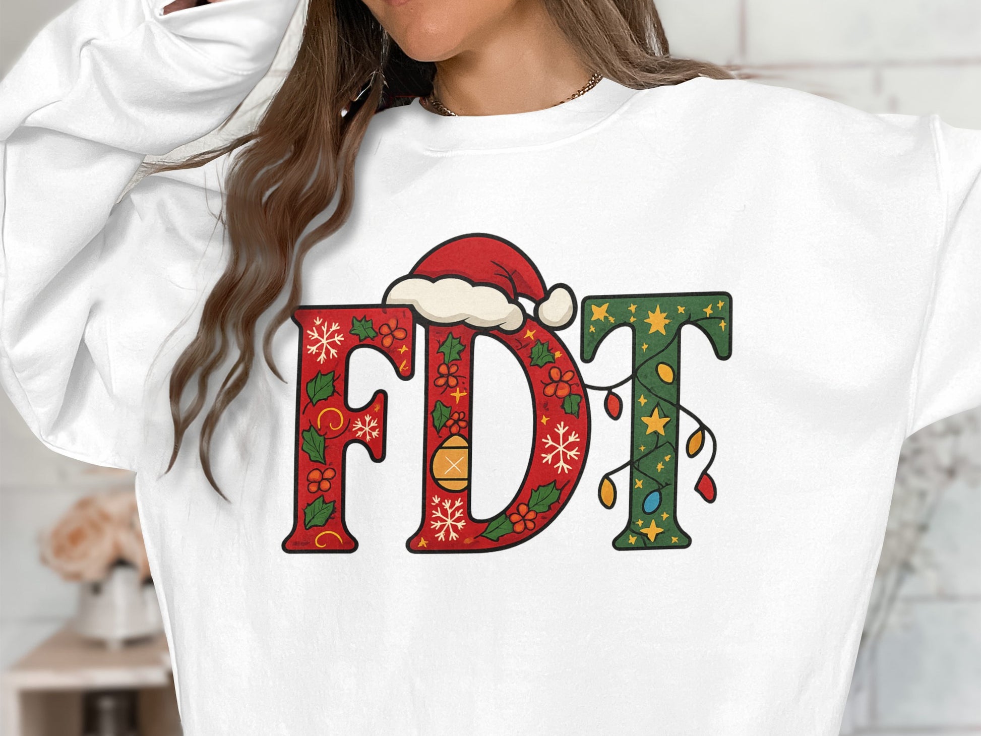 Festive FDT Design Santa Hat Christmas Sweatshirt
