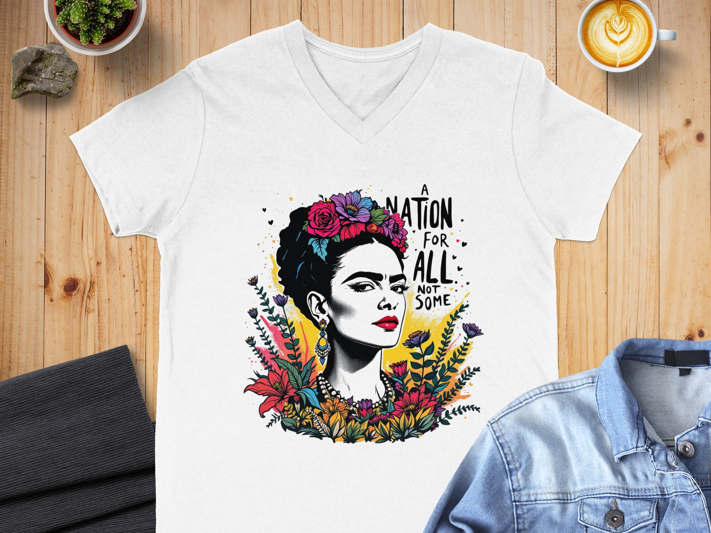 Frida Kahlo Shirt A Nation For All Not Some V-Neck T-Shirts