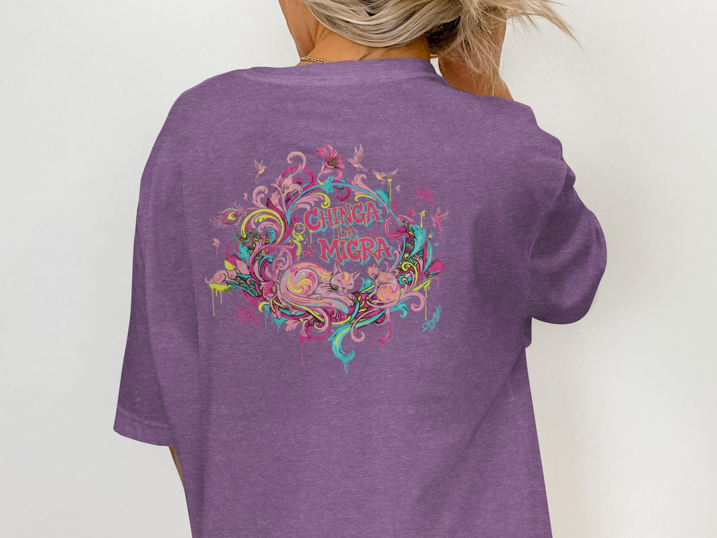 Colorful Chinga La Migra Graphic Design T Shirt