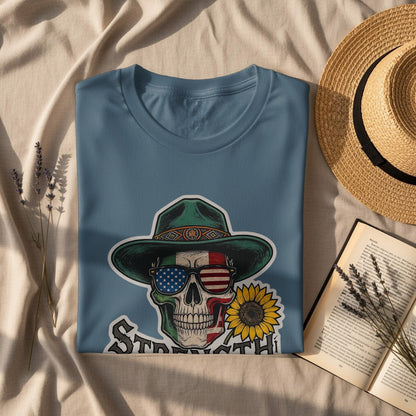 Patriotic Skull Print Strength Design T-shirt product type