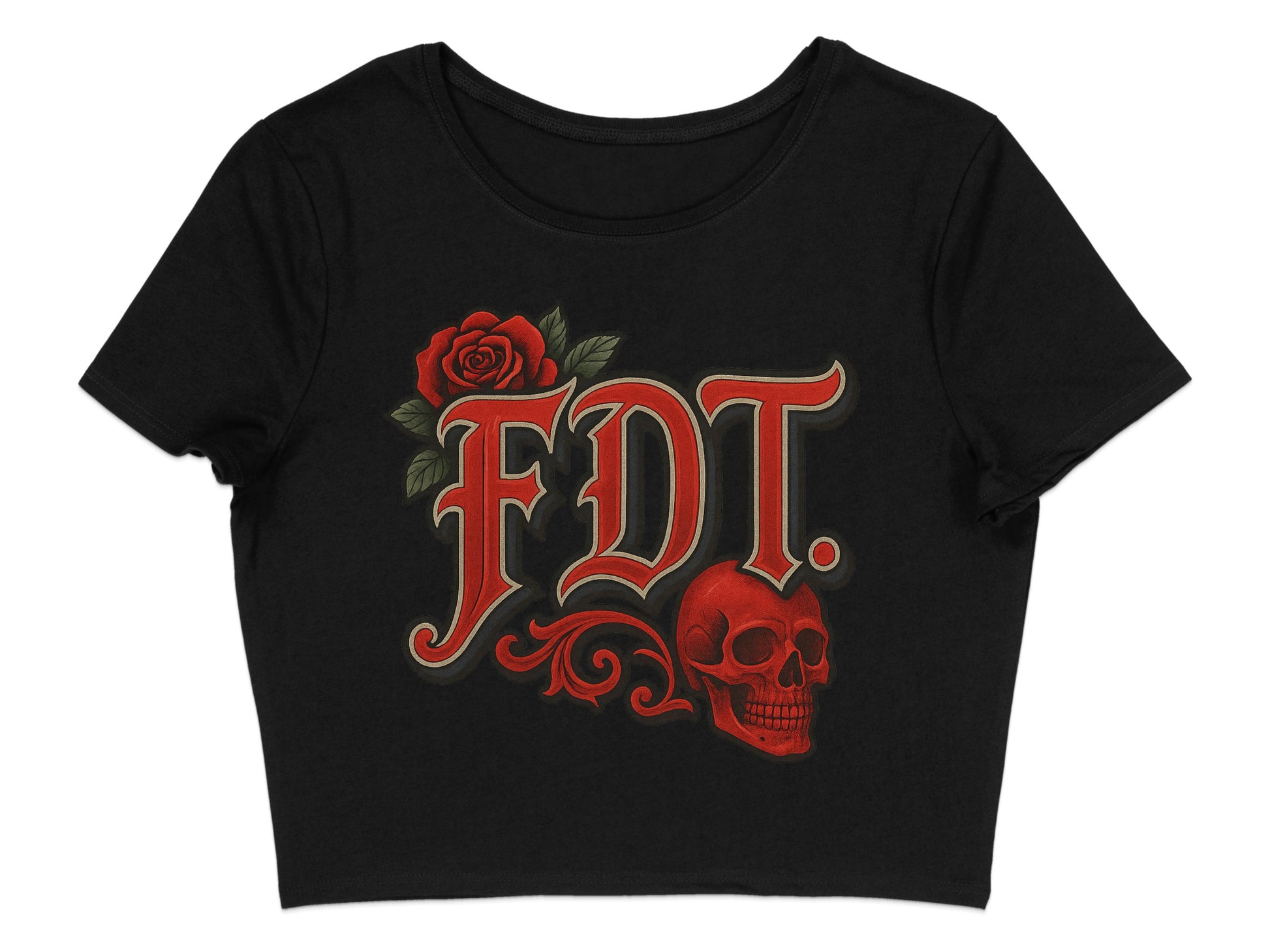 Vintage FDT Skull Rose Graphic Women's Crop Top product type