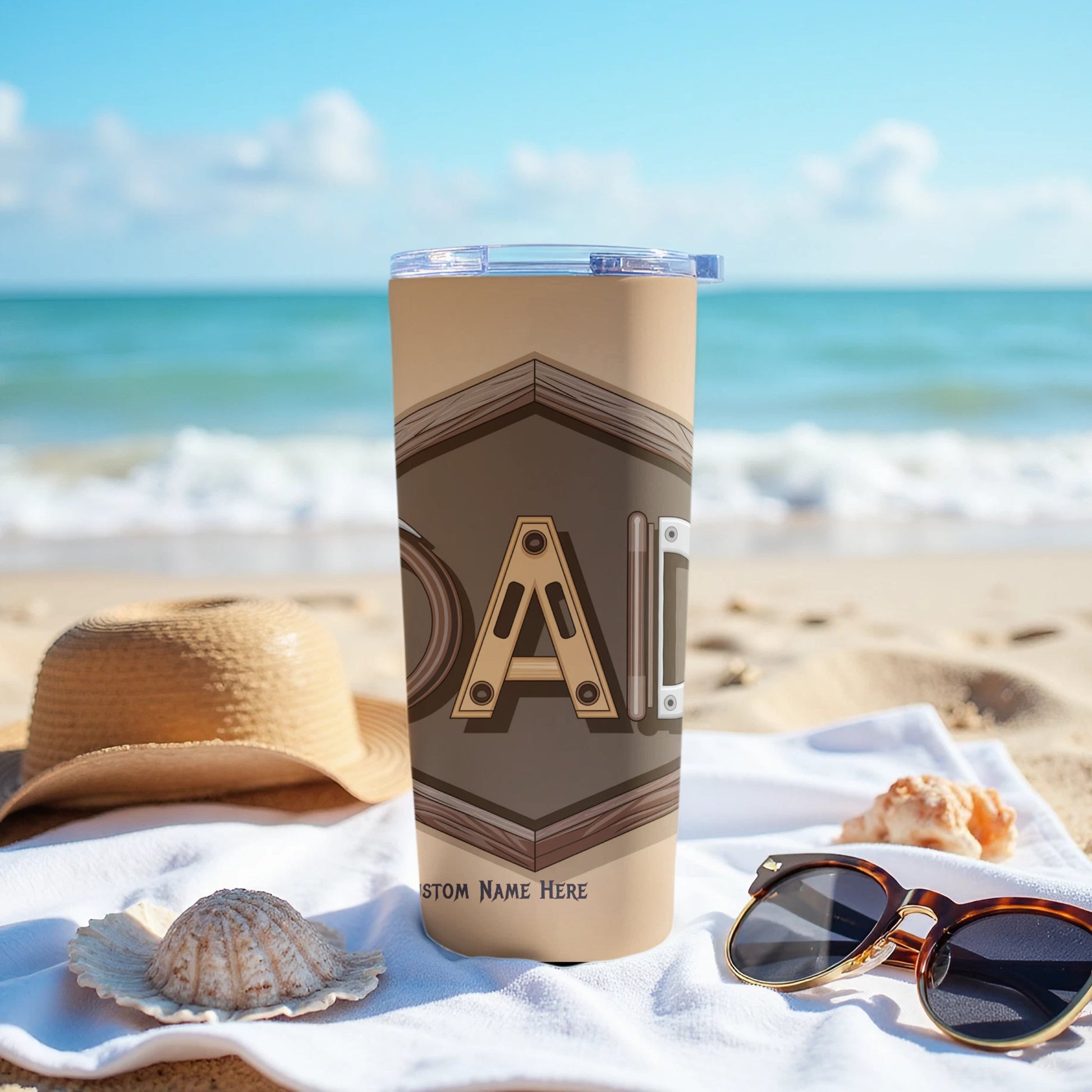 Personalized Beach Themed Custom Name Travel Mug product