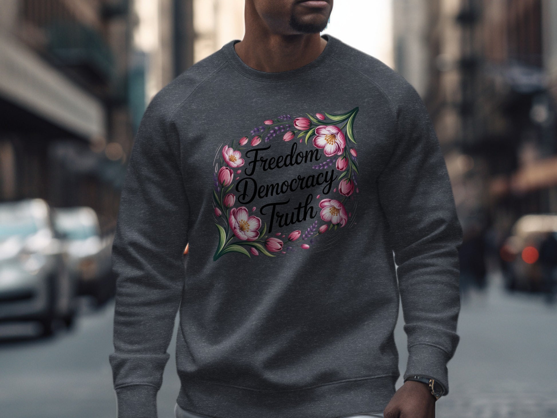 Freedom Democracy Truth printed sweatshirt product