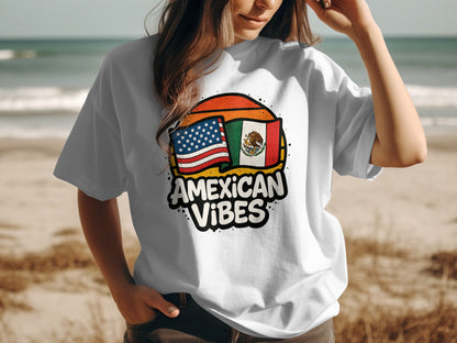 Amexican Vibes USA Mexico Flags Graphic T-Shirt product