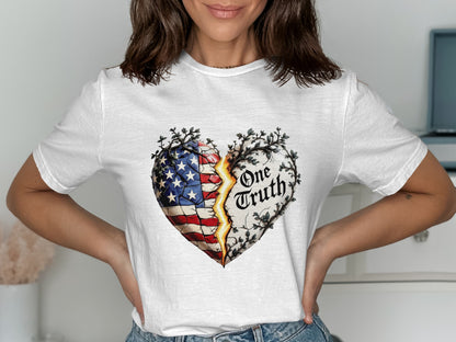 American Flag Broken Heart Design T-Shirt product type