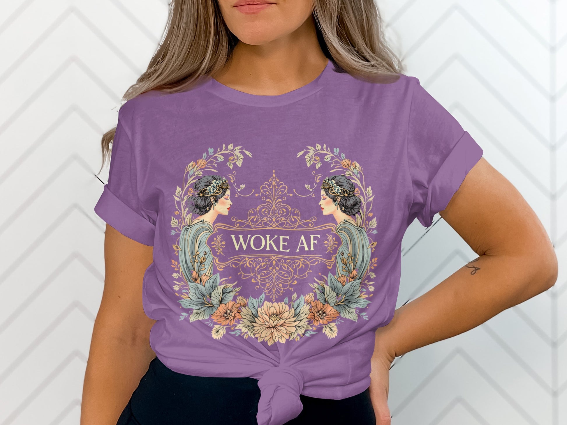 Woke AF T-Shirt with Beautiful Floral Design