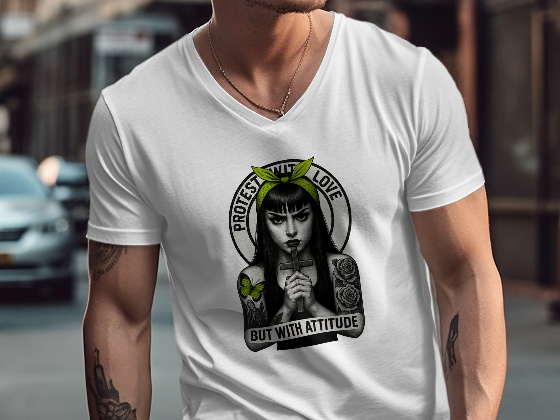 Protest With Love But With Attitude Graphic Shirt Product