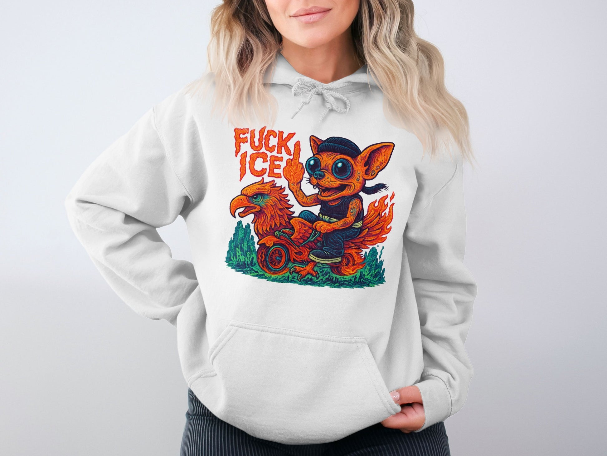 Cartoon Dog Riding Flaming Motorcycle Hoodie product