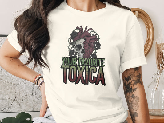 Your Favorite Toxica Heart and Skull Graphic T-Shirt