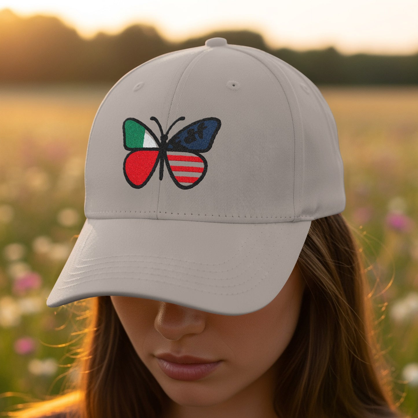 Colorful Butterfly Design White Adjustable Cap product type