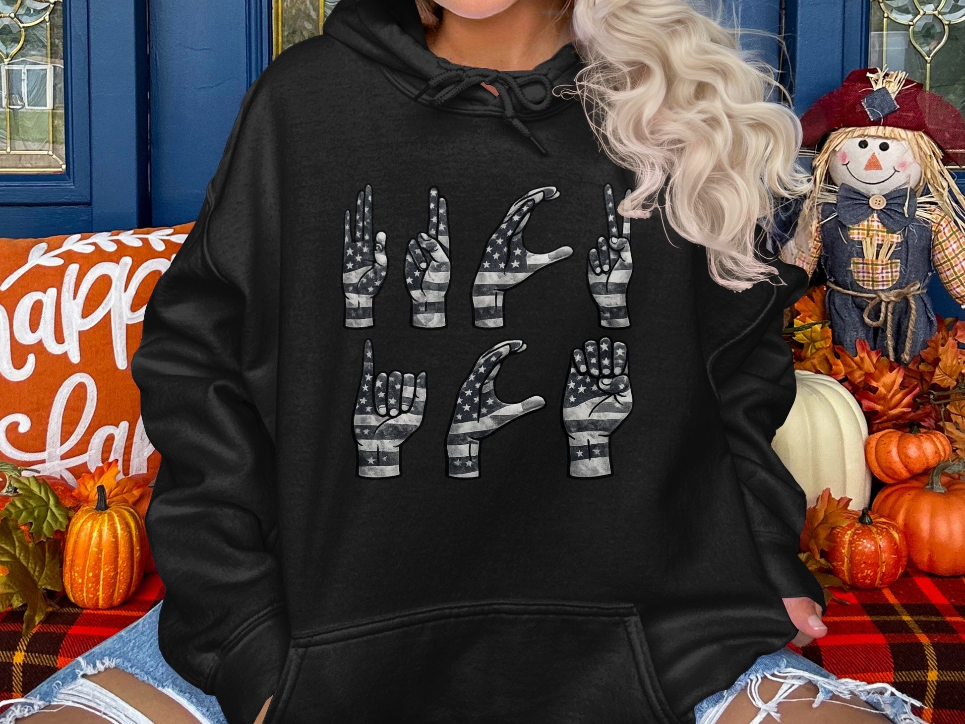 Stylish American Hand Signs Design Hoodie Product