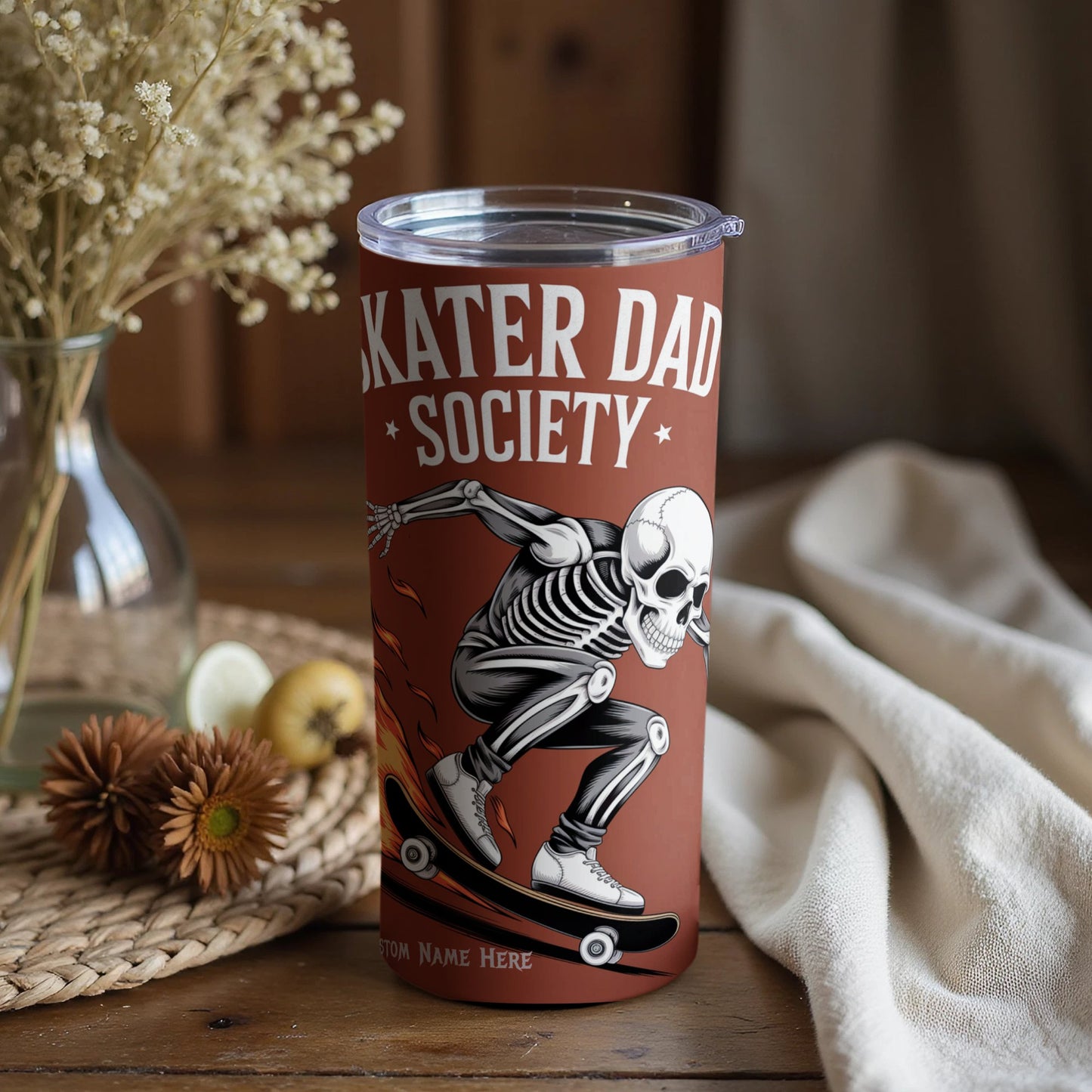 Skater Dad Society Skeleton Skateboard Tumbler product