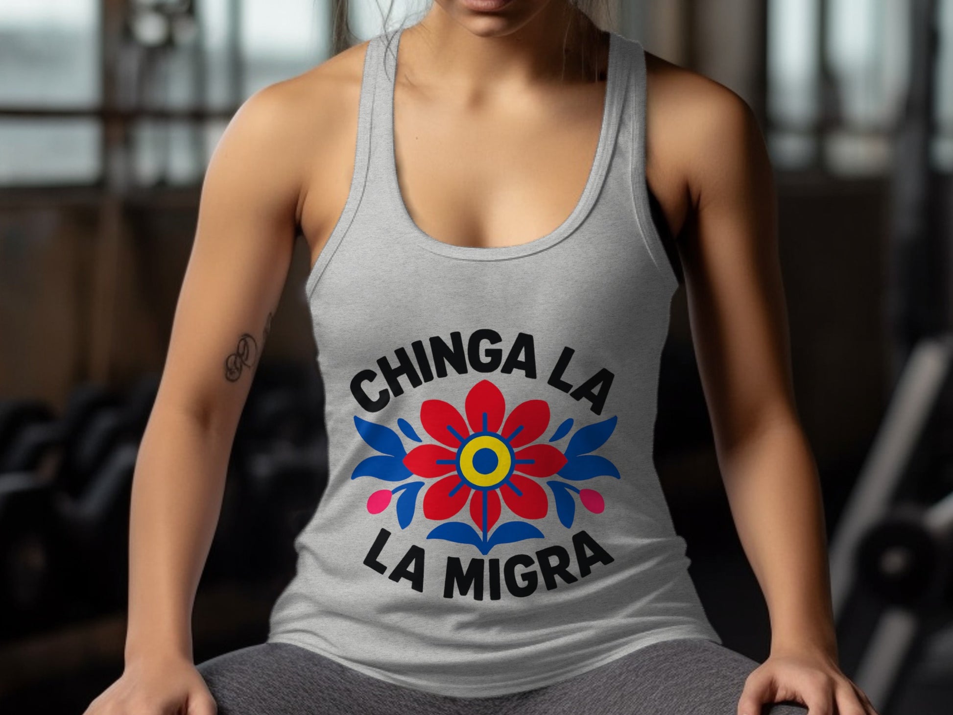 Chinga La Migra Floral Design Tank Top Product