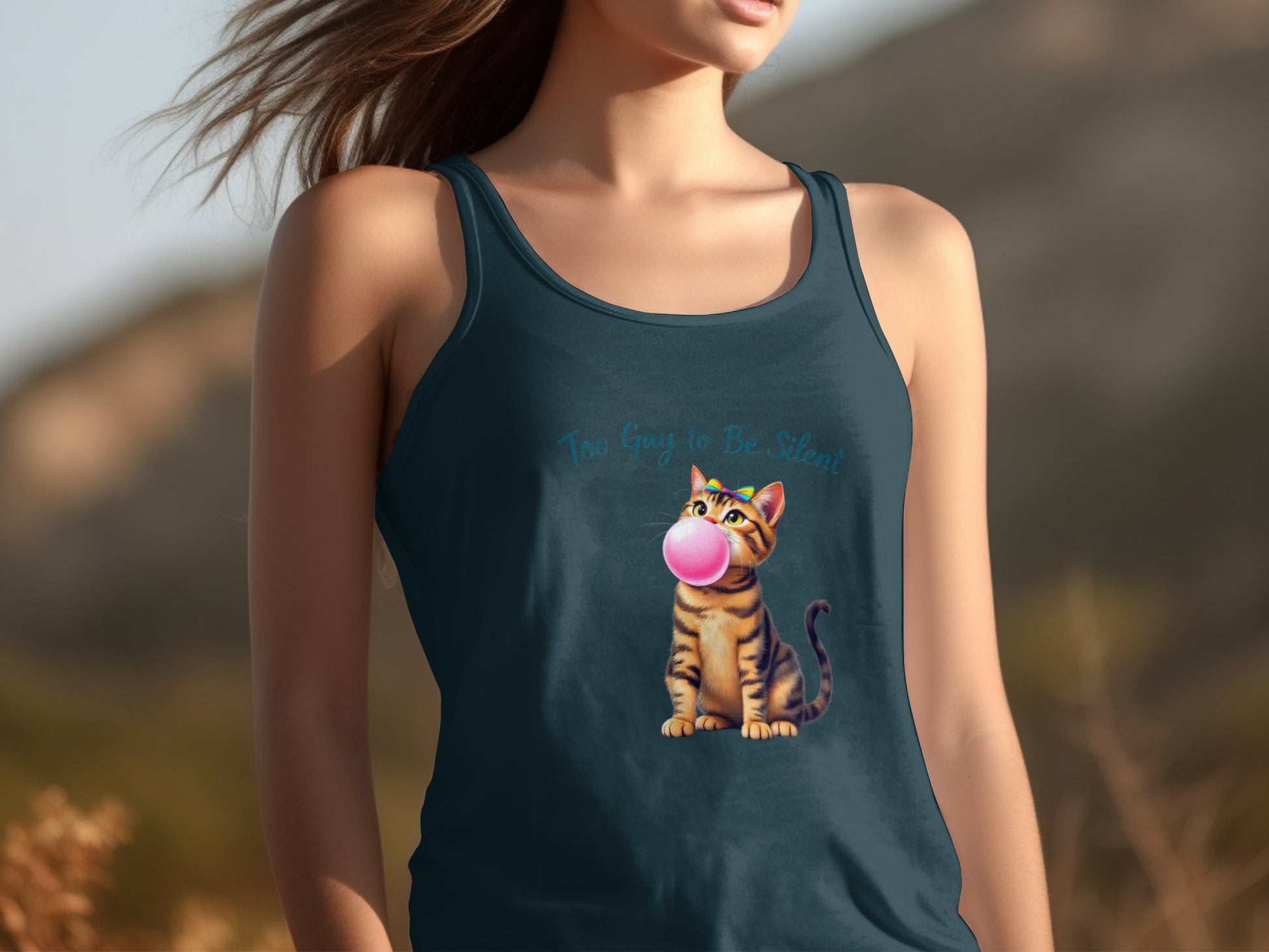 Cute Bubble Gum Cat Design Tank Top product type