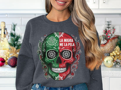 La Migra Me La Pela Skull Graphic Pullover product