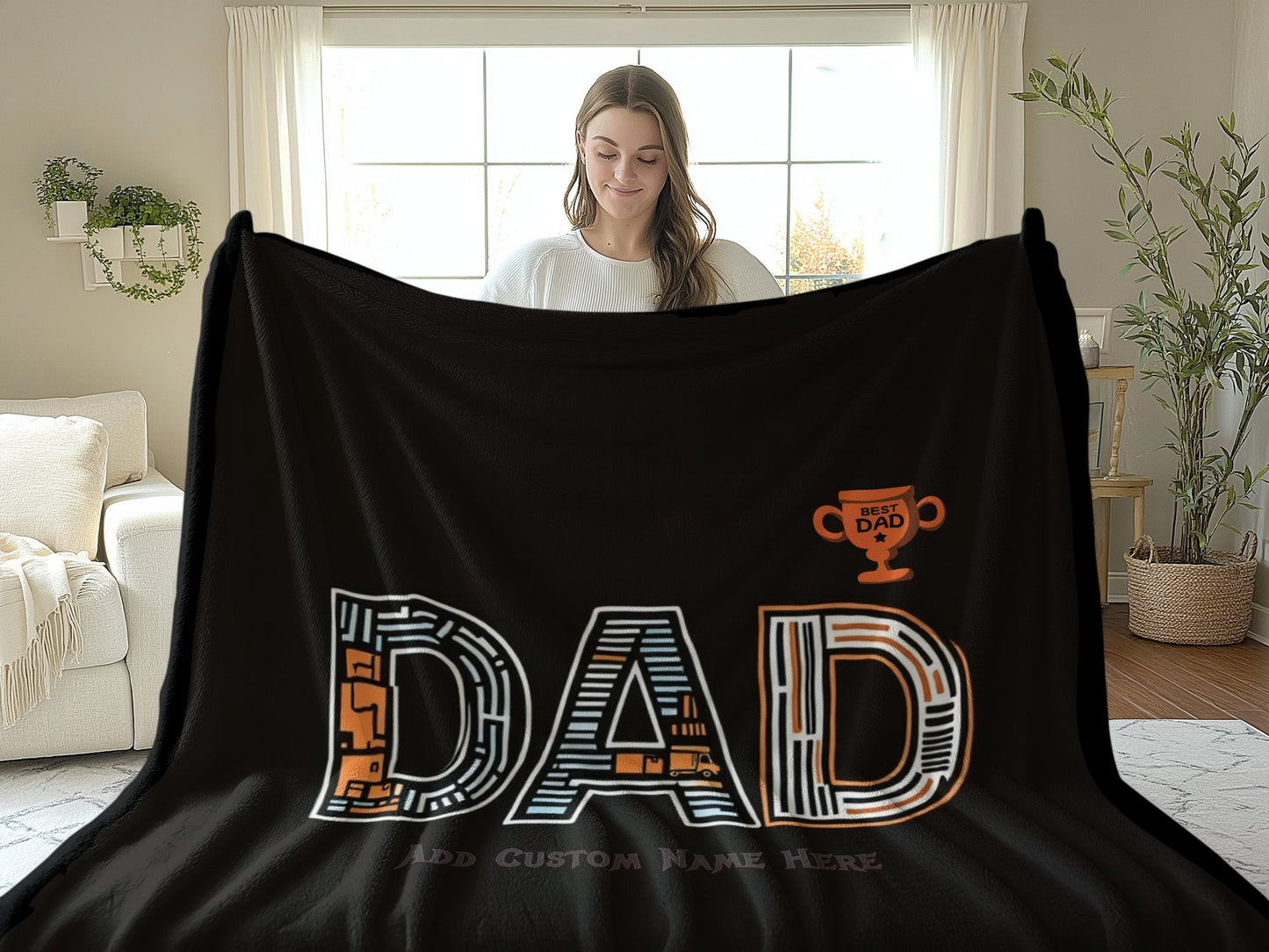 Personalized Best Dad Trophy Design Blanket product type
