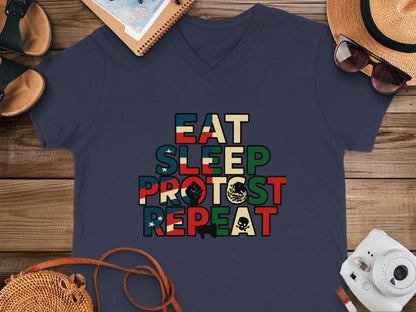 Eat Sleep Protest Repeat Slogan T-shirt