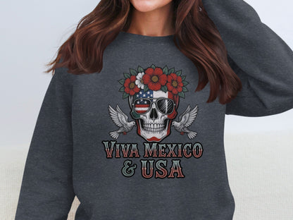 Viva Mexico and USA Skull Graphic Sweatshirt product