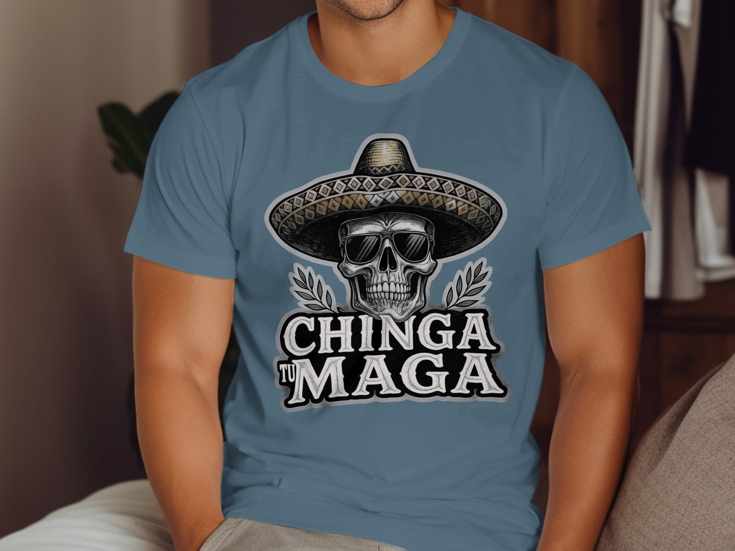 Chinga Tu Maga Skull with Hat Graphic Tee product type