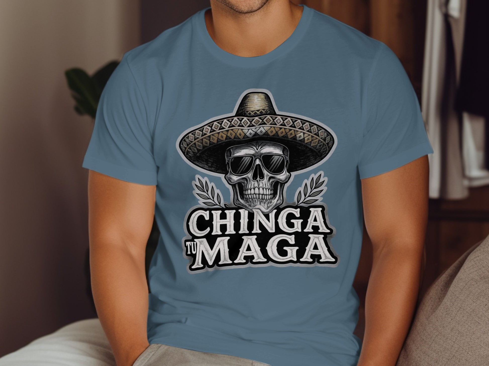 Chinga Tu Maga Skull with Hat Graphic Tee product type