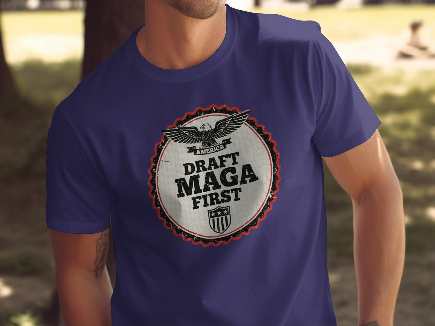 Draft MAGA First Bold Design Graphic T-Shirt