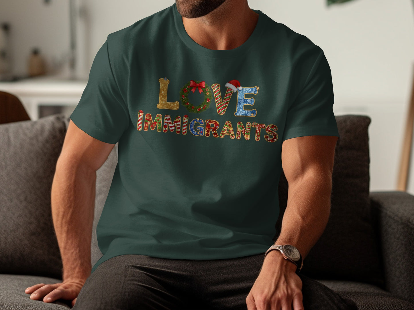 Love Immigrants holiday themed shirt product