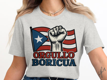 Orgullo Boricua Flag and Fist Design T-Shirt Product