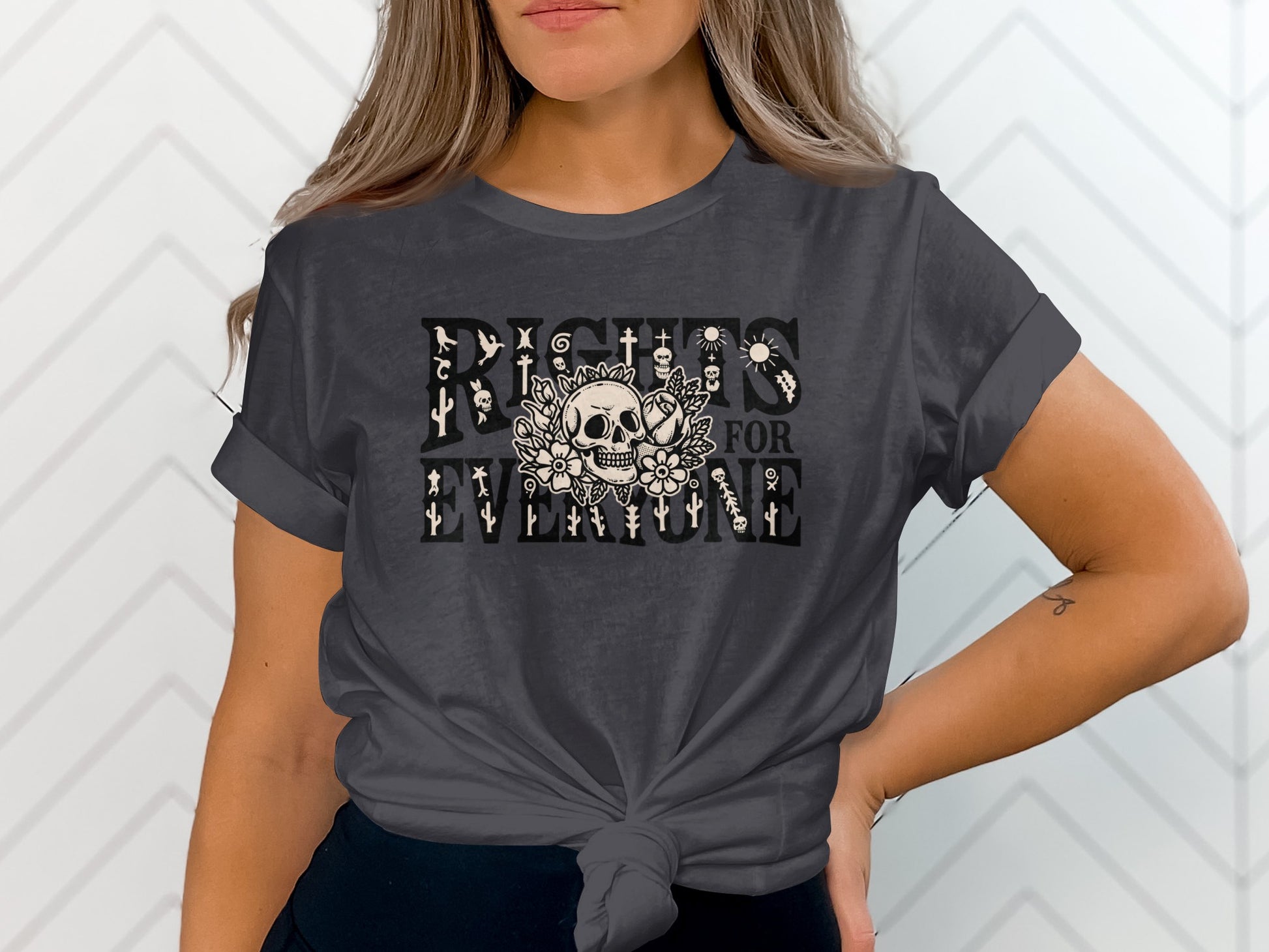 Rights for Everyone Skeleton Floral Graphic Tee