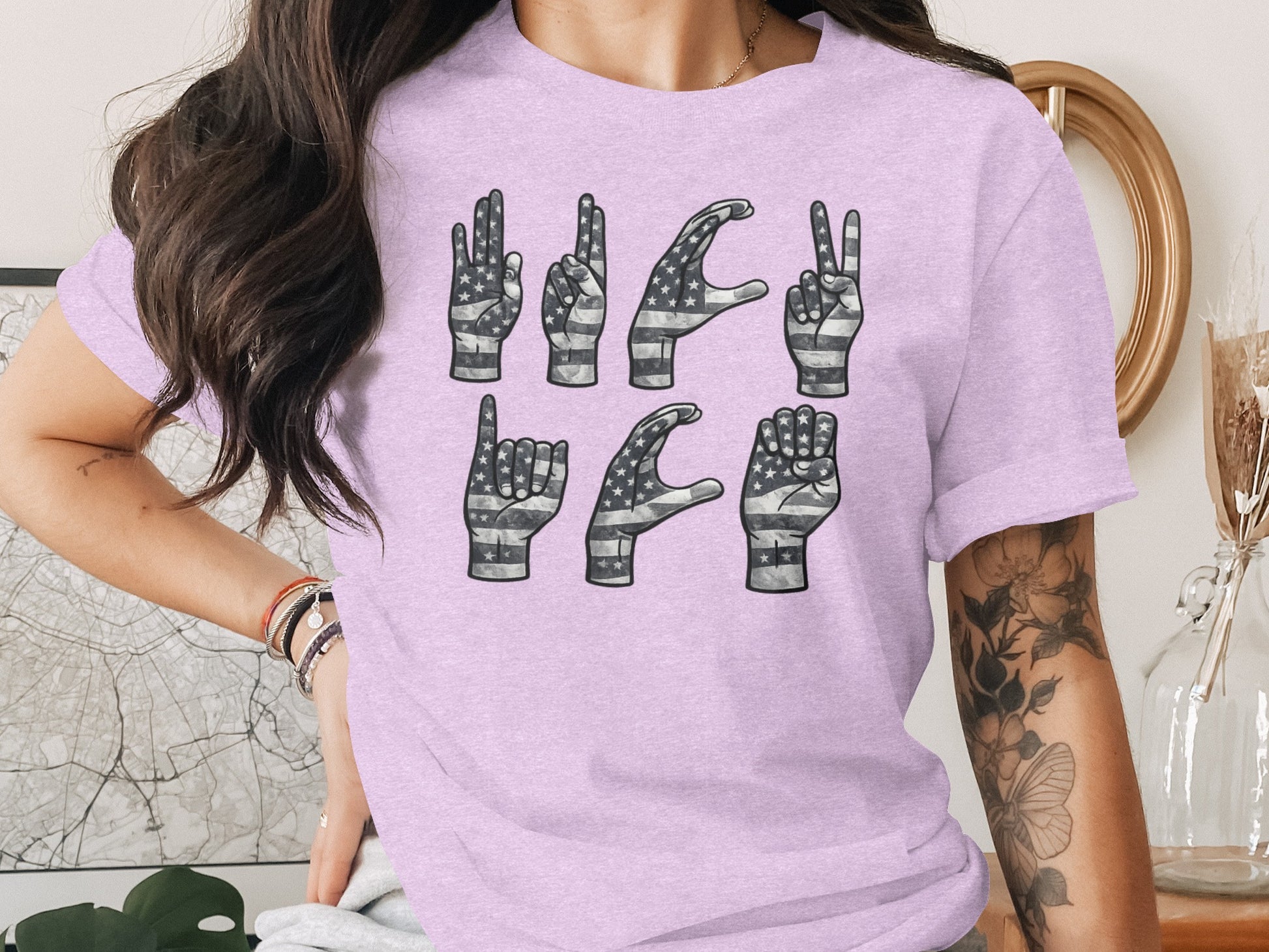 American Sign Language Hand Gestures Graphic T-shirt