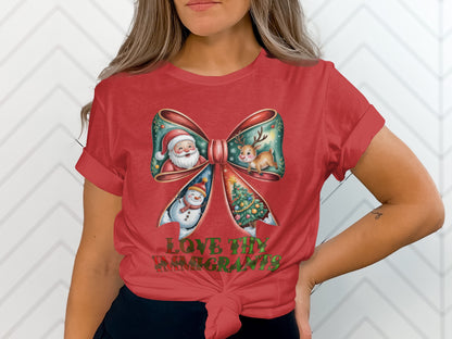 Love Thy Immigrants Christmas Bow T-Shirt