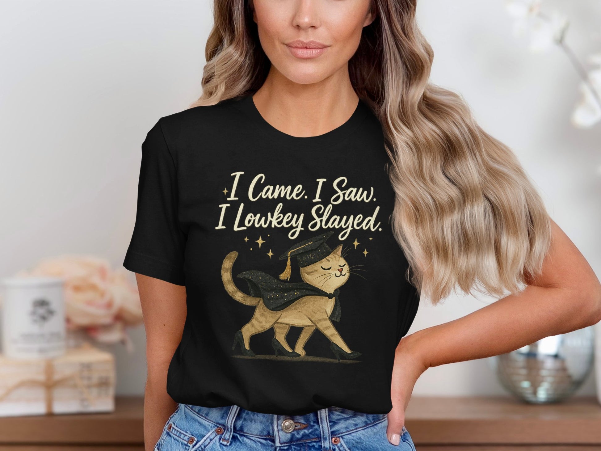I Came I Saw I Lowkey Slayed Funny Cat T-Shirt product