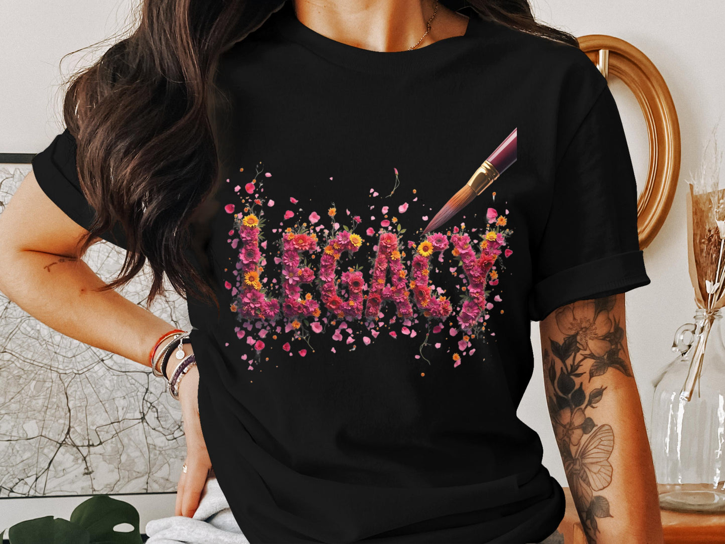 Legacy Floral Art With Paint Brush Design Shirt product type
