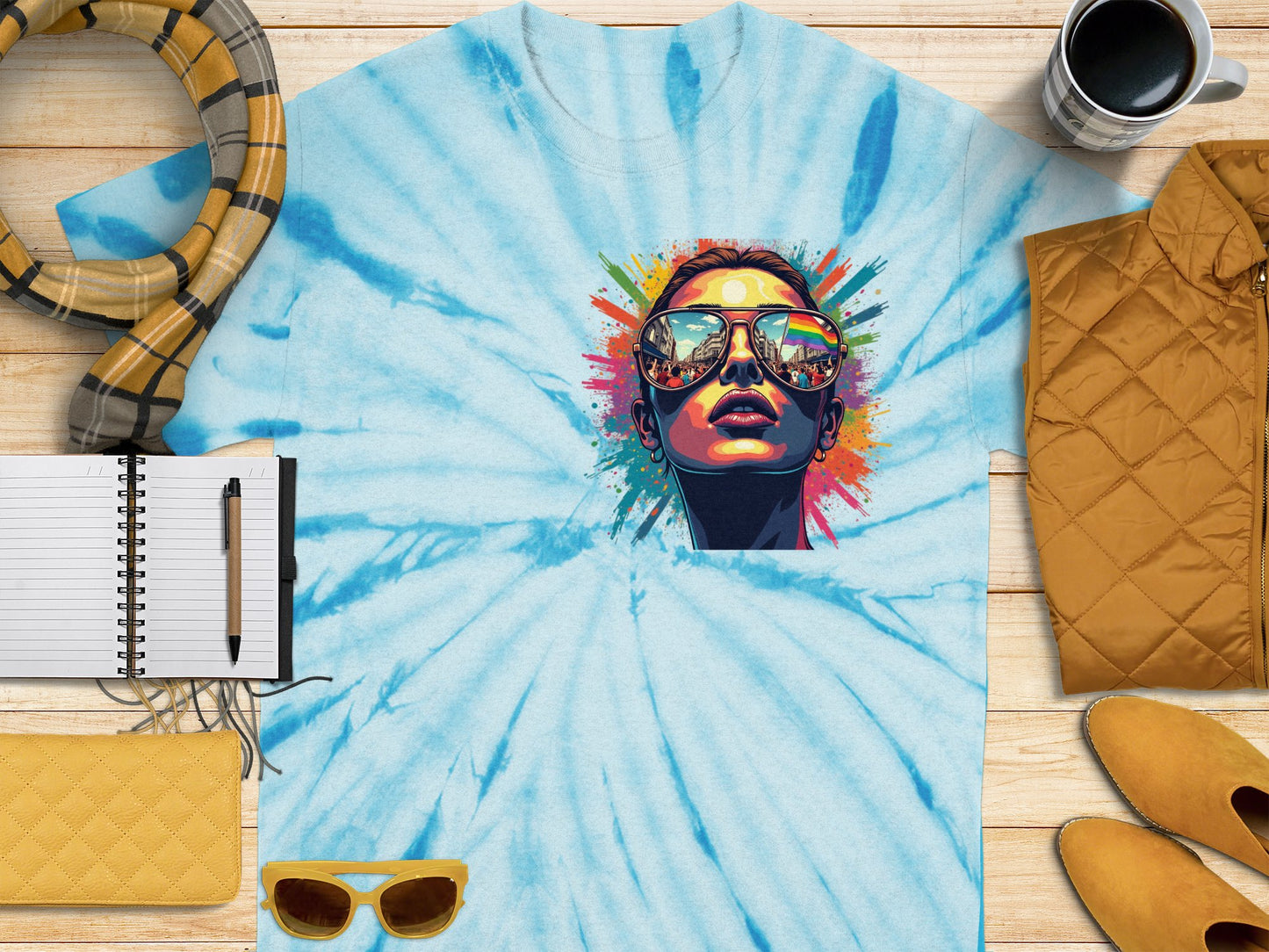 Vibrant Tie-Dye Shirt With Artistic Face Design product