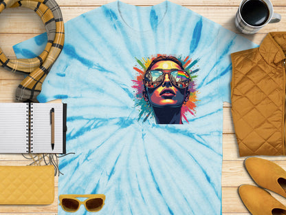Vibrant Tie-Dye Shirt With Artistic Face Design product
